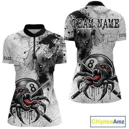Funny Spider Billiard Pool Shirts For Women Custom Grunge Ball 8 Billiard League Jerseys NYN2304