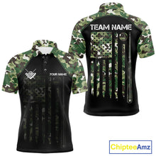 Load image into Gallery viewer, US Flag Camouflage 8 Ball Pool Billiard Polo &amp; Quarter-Zip Custom Billiard Team Attire For Men NYN2748