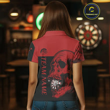 Load image into Gallery viewer, Custom Red Black Skull Dartboards Dart Shirts For Women, Dart Team Jerseys NYN0050