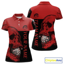 Load image into Gallery viewer, Custom Red Black Skull Dartboards Dart Shirts For Women, Dart Team Jerseys NYN0050
