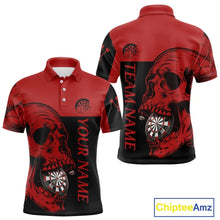 Load image into Gallery viewer, Custom Red Black Skull Dartboards Dart Shirts For Men, Dart Team Jerseys NYN0050