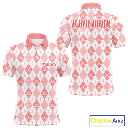 Mens Golf Polo Shirt Custom White And Orange Argyle Plaid Pattern Golf Team Attire Golf Gifts NYN4296