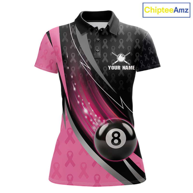 Pink Ribbon Billiard Lightning 8 Ball Pool Shirt For Women Custom Breast Cancer Team Billiard Jersey NYN4301