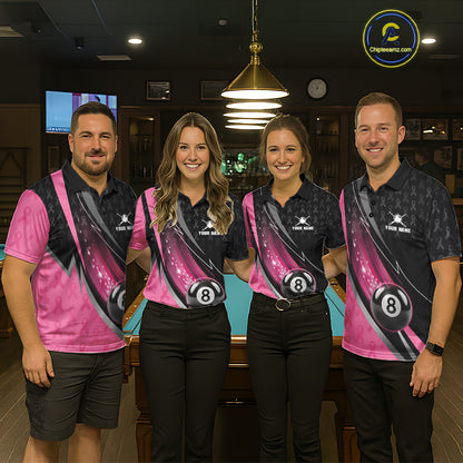 Pink Ribbon Billiard Lightning 8 Ball Pool Shirt For Women Custom Breast Cancer Team Billiard Jersey NYN4301