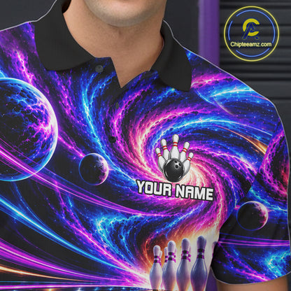 Purple Galaxy Bowling Team Jersey For Men Custom Thunder Youth Bowling Jersey Bowling Apparel NYN5065