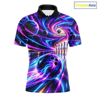 Purple Galaxy Bowling Team Jersey For Men Custom Thunder Youth Bowling Jersey Bowling Apparel NYN5065
