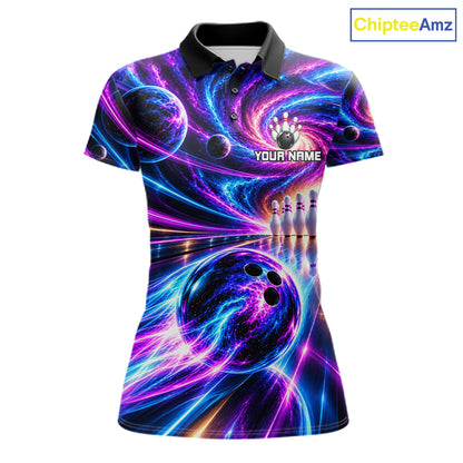 Purple Galaxy Bowling Team Jersey For Women Custom Thunder Youth Bowling Jersey Bowling Apparel NYN5065