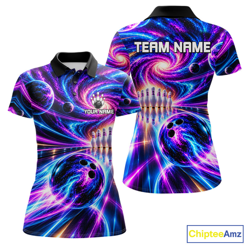 Purple Galaxy Bowling Team Jersey For Women Custom Thunder Youth Bowling Jersey Bowling Apparel NYN5065