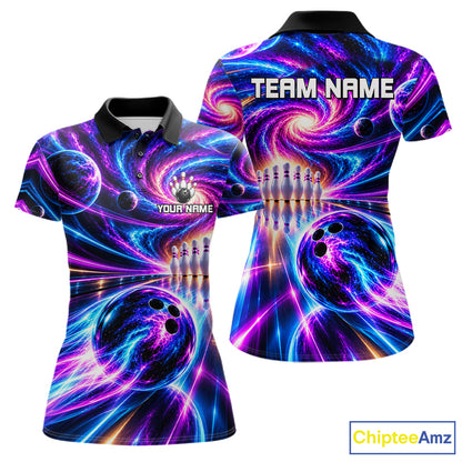 Purple Galaxy Bowling Team Jersey For Women Custom Thunder Youth Bowling Jersey Bowling Apparel NYN5065