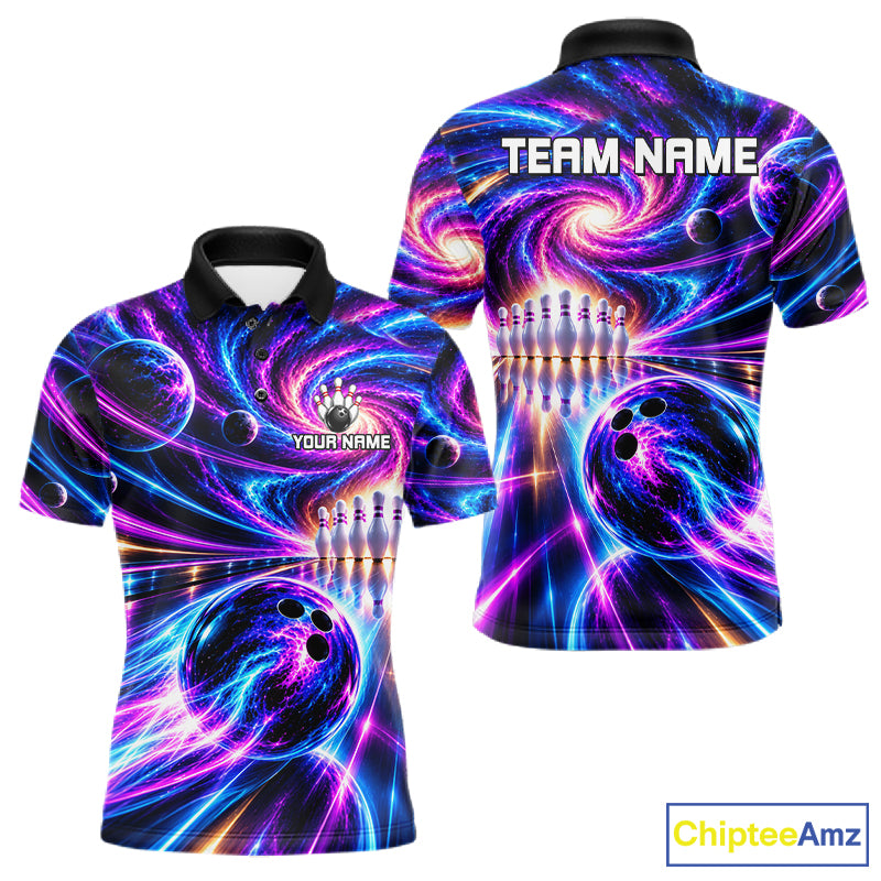 Purple Galaxy Bowling Team Jersey For Men Custom Thunder Youth Bowling Jersey Bowling Apparel NYN5065