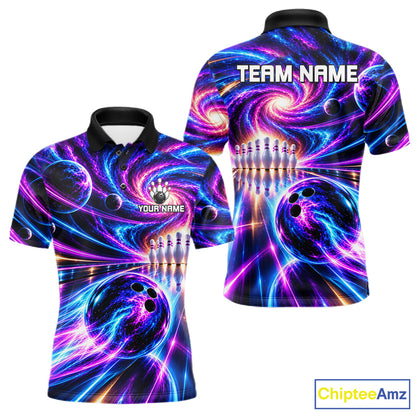 Purple Galaxy Bowling Team Jersey For Men Custom Thunder Youth Bowling Jersey Bowling Apparel NYN5065