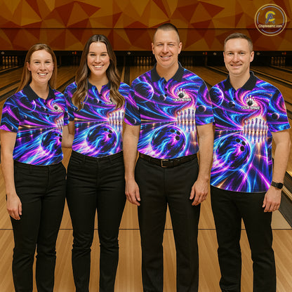 Purple Galaxy Bowling Team Jersey For Men Custom Thunder Youth Bowling Jersey Bowling Apparel NYN5065