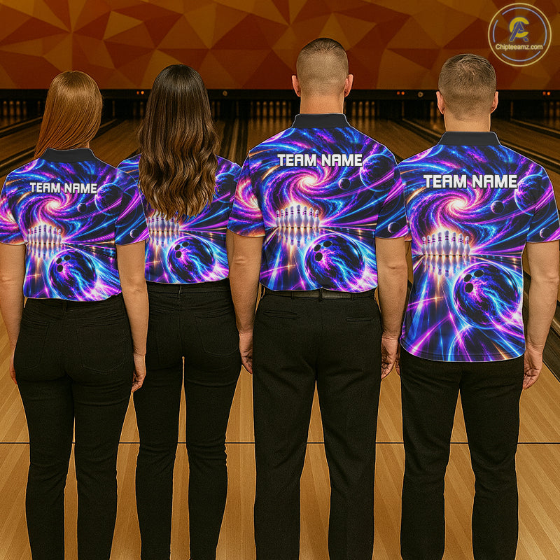 Purple Galaxy Bowling Team Jersey For Men Custom Thunder Youth Bowling Jersey Bowling Apparel NYN5065