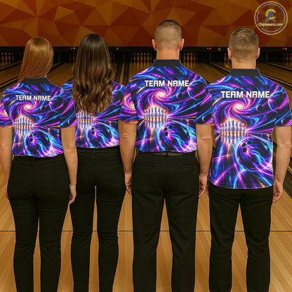 Purple Galaxy Bowling Team Jersey For Men Custom Thunder Youth Bowling Jersey Bowling Apparel NYN5065