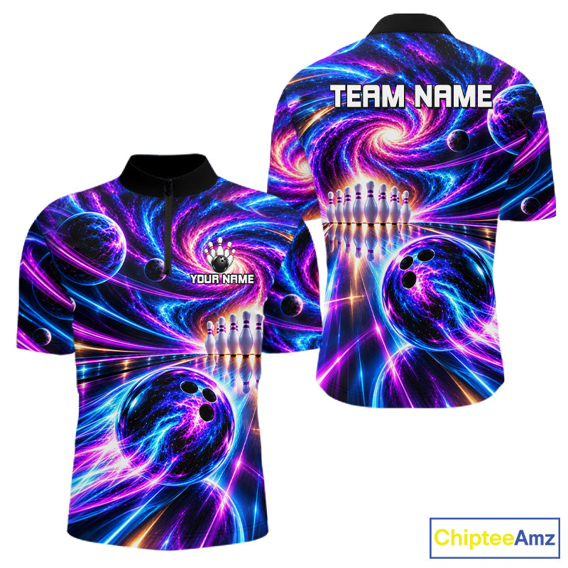 Purple Galaxy Bowling Team Jersey For Men Custom Thunder Youth Bowling Jersey Bowling Apparel NYN5065