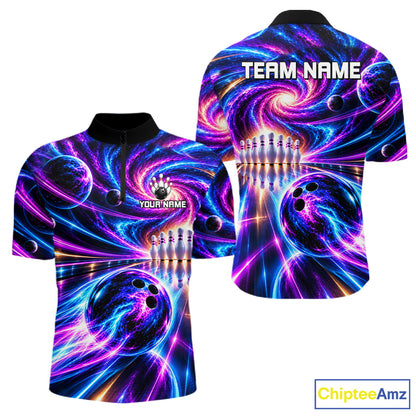Purple Galaxy Bowling Team Jersey For Men Custom Thunder Youth Bowling Jersey Bowling Apparel NYN5065