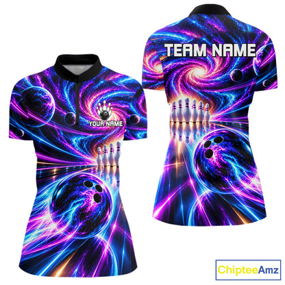 Purple Galaxy Bowling Team Jersey For Women Custom Thunder Youth Bowling Jersey Bowling Apparel NYN5065