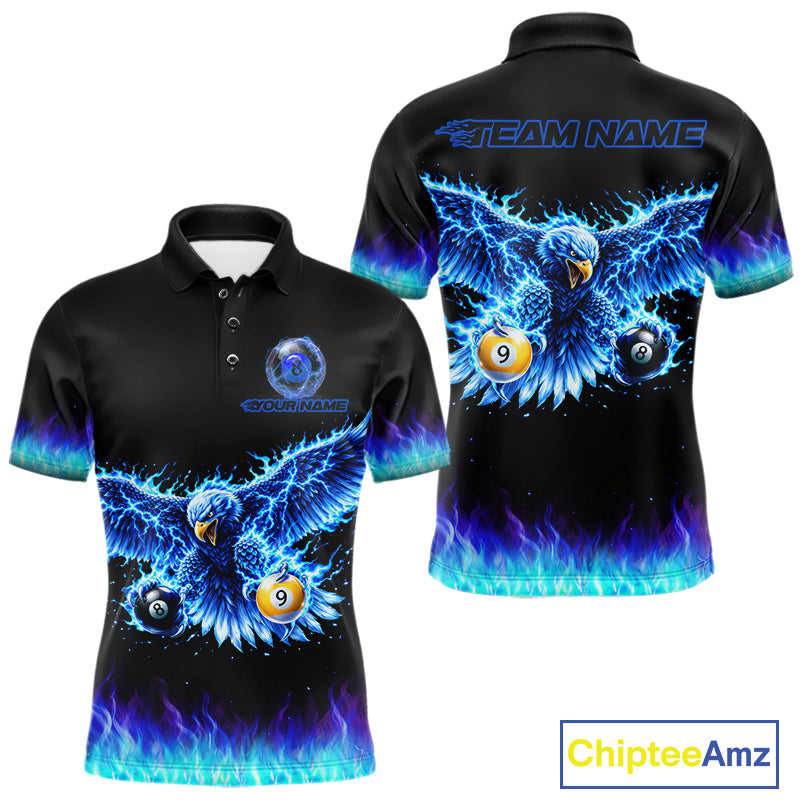 Blue Flaming Eagle Play 8 Ball And 9 Ball Billiard Pool Shirt For Men Custom Billiard Team Appeal NYN2761