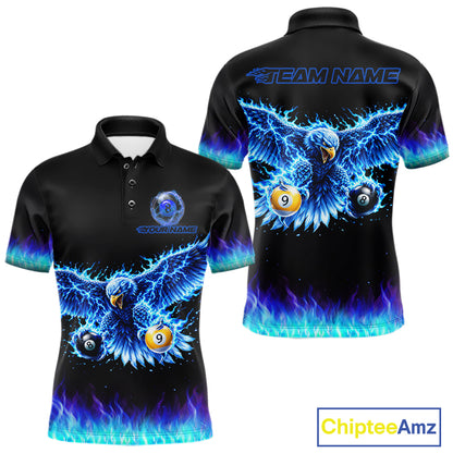 Blue Flaming Eagle Play 8 Ball And 9 Ball Billiard Pool Shirt For Men Custom Billiard Team Appeal NYN2761
