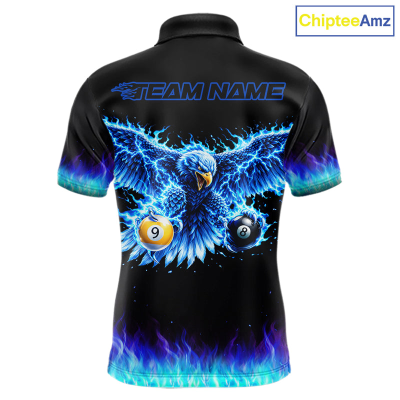 Blue Flaming Eagle Play 8 Ball And 9 Ball Billiard Pool Shirt For Men Custom Billiard Team Appeal NYN2761