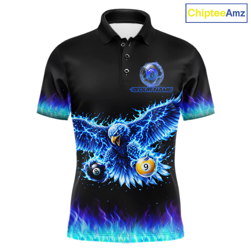 Blue Flaming Eagle Play 8 Ball And 9 Ball Billiard Pool Shirt For Men Custom Billiard Team Appeal NYN2761
