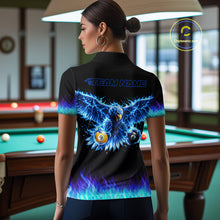 Load image into Gallery viewer, Blue Flaming Eagle Play 8 Ball And 9 Ball Billiard Pool Shirt For Women Custom Billiard Team Appeal NYN2761