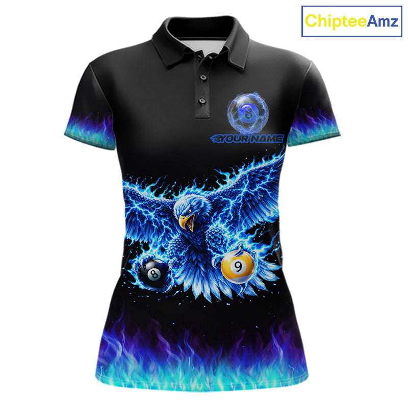 Blue Flaming Eagle Play 8 Ball And 9 Ball Billiard Pool Shirt For Women Custom Billiard Team Appeal NYN2761