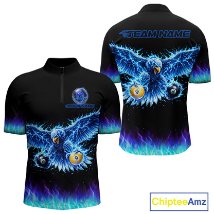 Blue Flaming Eagle Play 8 Ball And 9 Ball Billiard Pool Shirt For Men Custom Billiard Team Appeal NYN2761