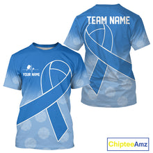 Load image into Gallery viewer, Blue ribbon pickleball tshirt for men prostate cancer pickleball apparel