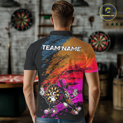 Funny Dartboard & Arrow Darts Polo & 1/4-Zip Shirt For Men Custom Colorful Dart Tournament Jerseys NYN4325