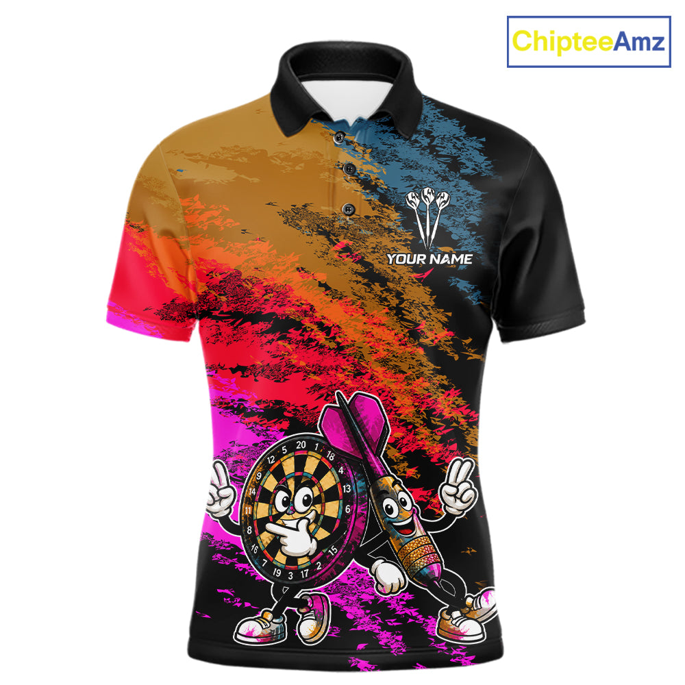 Funny Dartboard & Arrow Darts Polo & 1/4-Zip Shirt For Men Custom Colorful Dart Tournament Jerseys NYN4325