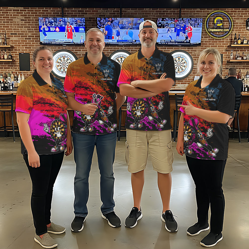 Funny Dartboard & Arrow Darts Polo & 1/4-Zip Shirt For Men Custom Colorful Dart Tournament Jerseys NYN4325