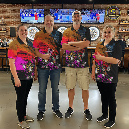Funny Dartboard & Arrow Darts Polo & 1/4-Zip Shirt For Men Custom Colorful Dart Tournament Jerseys NYN4325