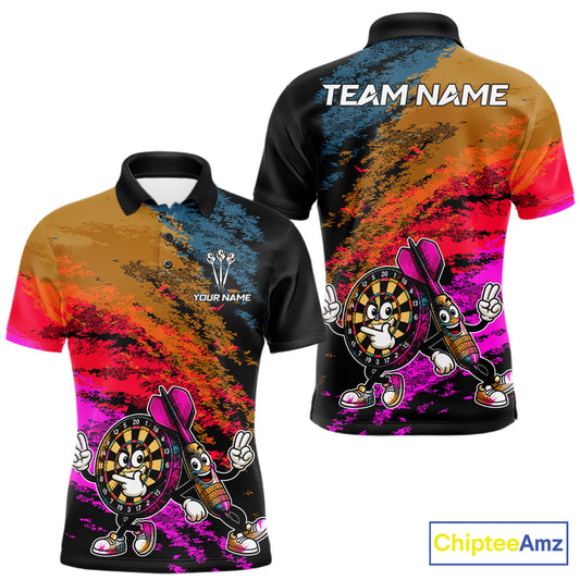 Funny Dartboard & Arrow Darts Polo & 1/4-Zip Shirt For Men Custom Colorful Dart Tournament Jerseys NYN4325