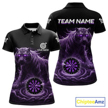 Load image into Gallery viewer, Custom Purple Smokes Funny Tiger Dartboard Women Darts Polo Shirt, Outfits Dart Jerseys NYN1810