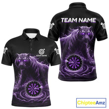 Load image into Gallery viewer, Custom Purple Smokes Funny Tiger Dartboard Men Darts Polo Shirt, Outfits Dart Jerseys NYN1810