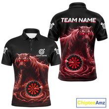 Load image into Gallery viewer, Custom Red Smokes Funny Tiger Dartboard Men Darts Polo Shirt, Outfits Dart Jerseys NYN1812