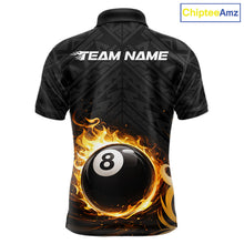Load image into Gallery viewer, Yellow Tribal Flaming Pool 8 Ball Men Billiard Polo &amp; 1/4-Zip Shirt Personalized Billiard Attire NYN2601