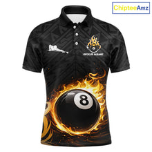 Load image into Gallery viewer, Yellow Tribal Flaming Pool 8 Ball Men Billiard Polo &amp; 1/4-Zip Shirt Personalized Billiard Attire NYN2601