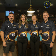 Load image into Gallery viewer, Yellow Tribal Flaming Pool 8 Ball Men Billiard Polo &amp; 1/4-Zip Shirt Personalized Billiard Attire NYN2601