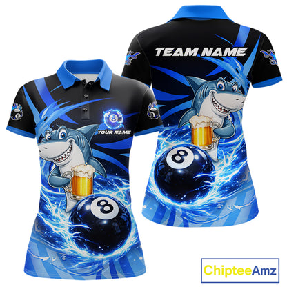 Thunder Lighting Blue 8 Ball Billiard Pool Shirt For Women Custom Funny Shark Billiard Team Appeal NYN2766