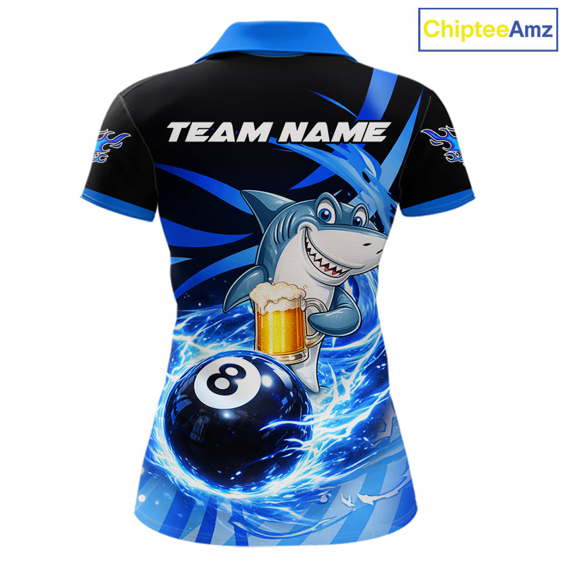 Thunder Lighting Blue 8 Ball Billiard Pool Shirt For Women Custom Funny Shark Billiard Team Appeal NYN2766