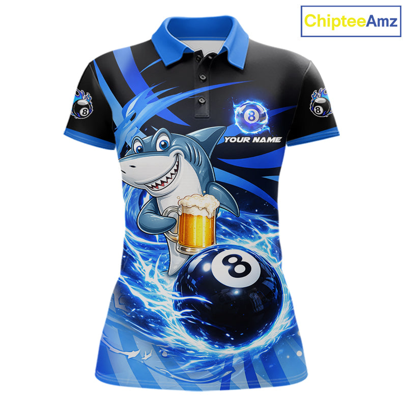 Thunder Lighting Blue 8 Ball Billiard Pool Shirt For Women Custom Funny Shark Billiard Team Appeal NYN2766