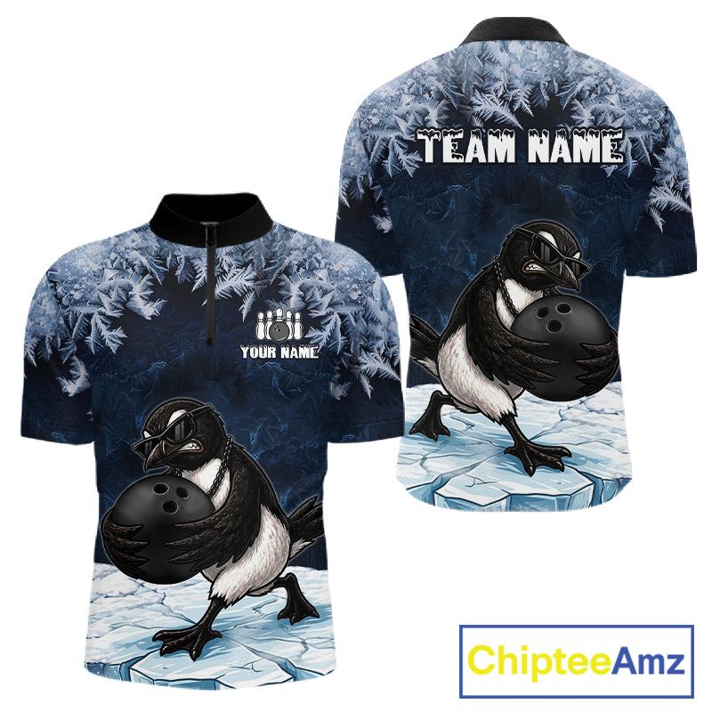 Funny Great Auk Icy Bowling Ball Shirts For Men Custom Snowflake Bowling Jersey, Gift For Bowlers NYN3172