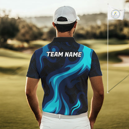 Mens Golf Ball Pattern Shirts Custom Black And Blue Mens Golf Polos Golf Team Outfits NYN3383
