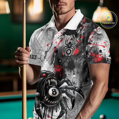 Personalized Splash Black And Red Spider 8 Ball Billiard Shirt For Men Custom Pool Billiard Jersey NYN4337
