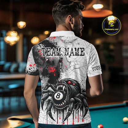 Personalized Splash Black And Red Spider 8 Ball Billiard Shirt For Men Custom Pool Billiard Jersey NYN4337