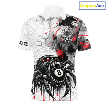 Personalized Splash Black And Red Spider 8 Ball Billiard Shirt For Men Custom Pool Billiard Jersey NYN4337