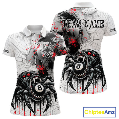 Personalized Splash Black And Red Spider 8 Ball Billiard Shirt For Women Custom Pool Billiard Jersey NYN4337