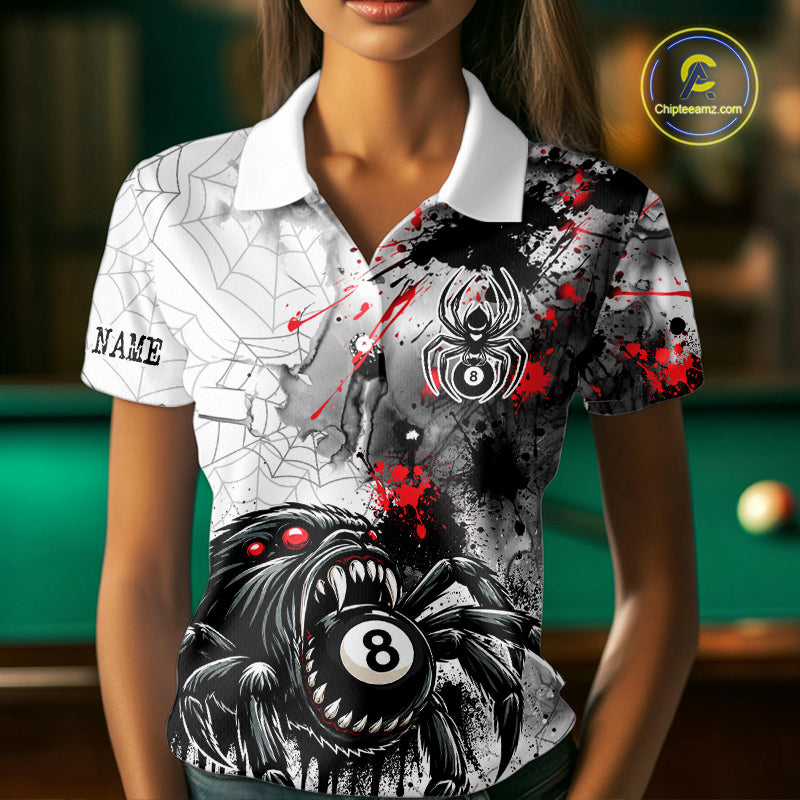 Personalized Splash Black And Red Spider 8 Ball Billiard Shirt For Women Custom Pool Billiard Jersey NYN4337